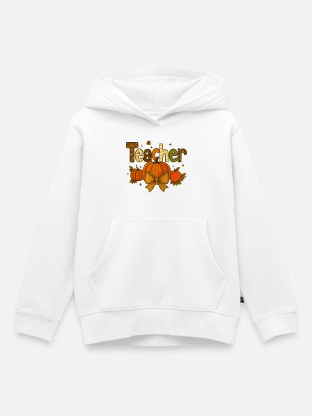 Herbst Kürbis Lehrer Wertschätzung Design - Kinder Premium Organic Hoodie - Weiß