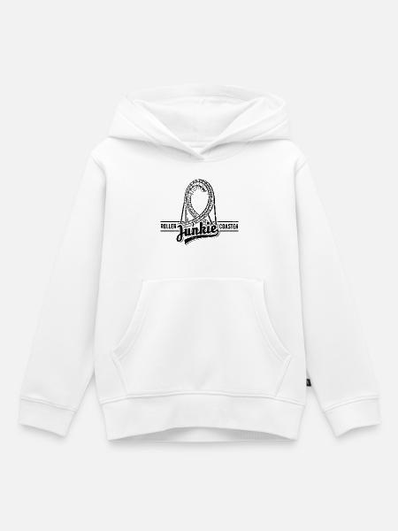Rollercoaster Junkie - Achterbahn - Looping - Kinder Premium Organic Hoodie - Weiß