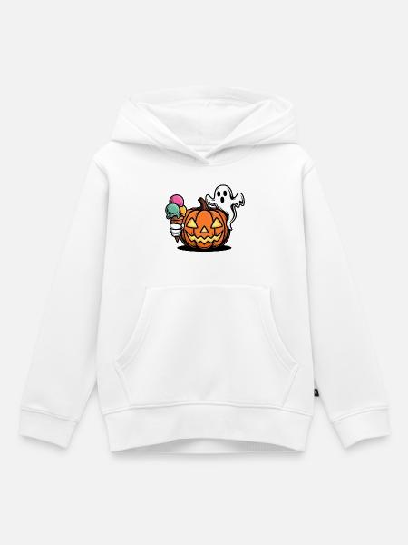 Kürbis-Eis Halloween Spaß - Kinder Premium Organic Hoodie - Weiß