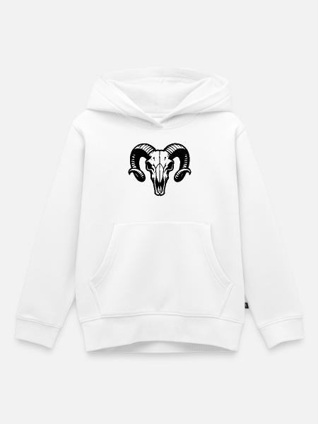 Widderkopf Schädel mit Hörnern - Rammbock - Kinder Premium Organic Hoodie - Weiß