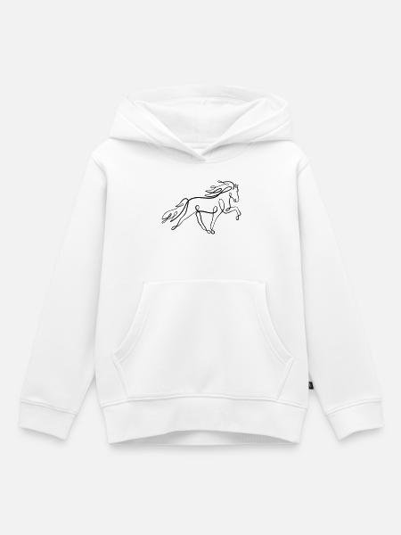 Islandpferd Oneliner im Tölt  - Kinder Premium Organic Hoodie - Weiß