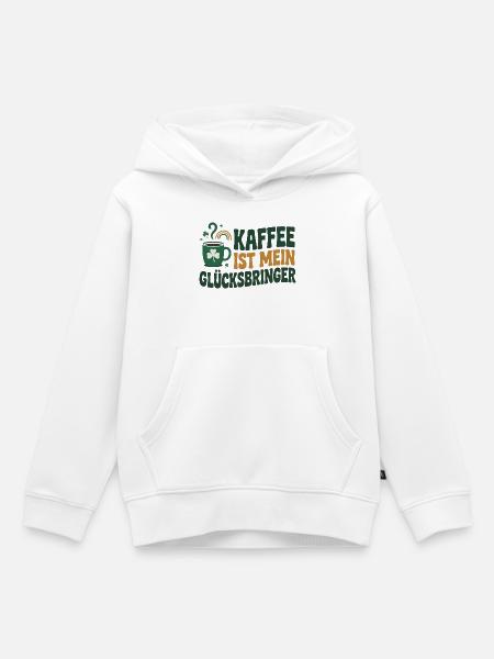 Kaffee ist mein Glücksbringer - Kinder Premium Organic Hoodie - Weiß