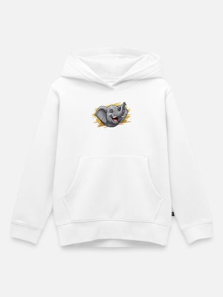 Lachender Elefantenkopf Comic - Kinder Premium Organic Hoodie - Weiß
