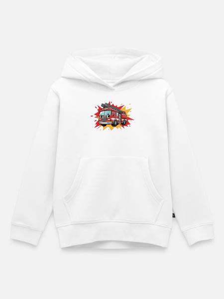 Cartoon-Feuerwehrauto - Kinder Premium Organic Hoodie - Weiß