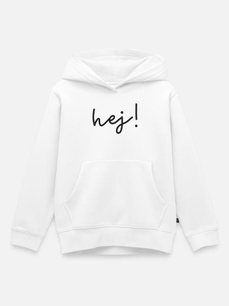 Hej – Skandinavisches Wortdesign - Kinder Premium Organic Hoodie - Weiß