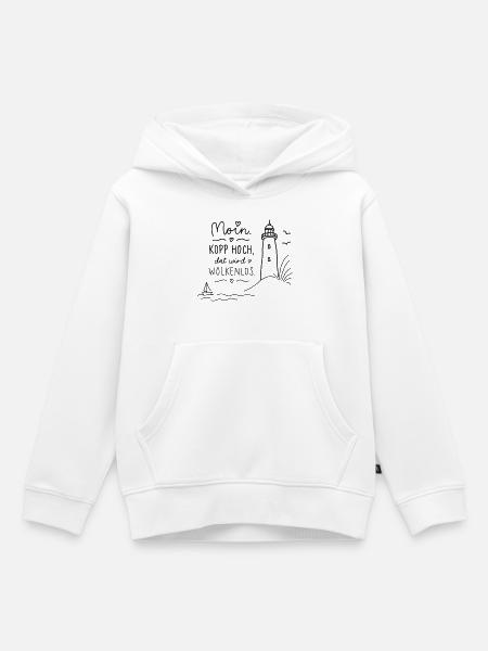 Moin Kopp Hoch Wolkenlos - Kinder Premium Organic Hoodie - Weiß