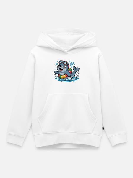 Cooler Seehund - Kinder Premium Organic Hoodie - Weiß