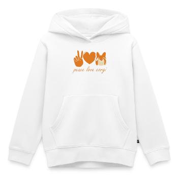Cœur de paix et d'amour Corgi - Sweat Premium à capuche enfant bio - blanc - Devant - AI Model Kid Female (0cm)