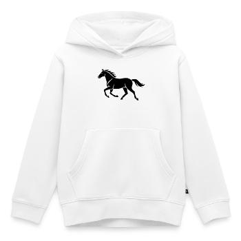 Cavalier cadeau de la silhouette du cheval noir - Sweat Premium à capuche enfant bio - blanc - Devant - AI Model Kid Female (0cm)