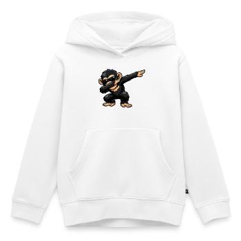 Chimpanzé en train de faire du dab - Sweat Premium à capuche enfant bio - blanc - Devant - AI Model Kid Female (0cm)