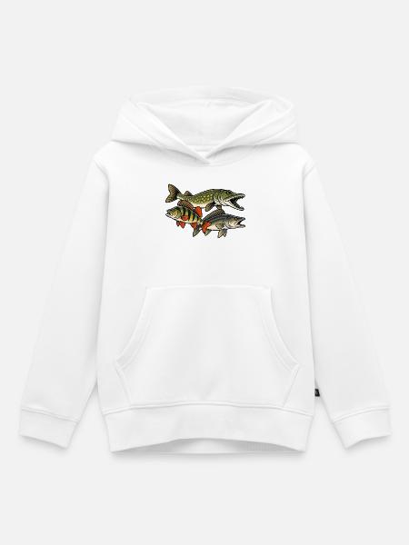 Hecht Zander Barsch Raubfisch Angeln - Kinder Premium Organic Hoodie - Weiß