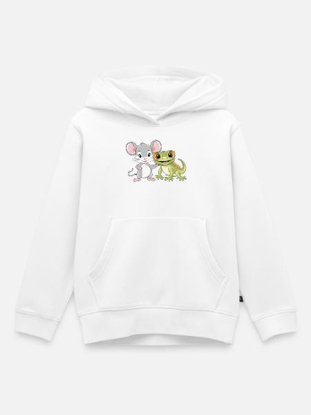 Little_mouse_and_gecko_are_best_friends - Kinder Premium Organic Hoodie - Weiß