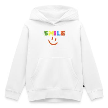 Smile Farbexplosion, Gute Laune Shirt, Statement  - Kinder Premium Organic Hoodie - Weiß - Vorne - AI Model Kid Female (0cm)