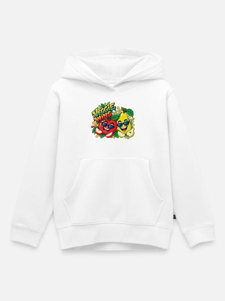 Veggie Wins Apfel Birne - Kinder Premium Organic Hoodie - Weiß