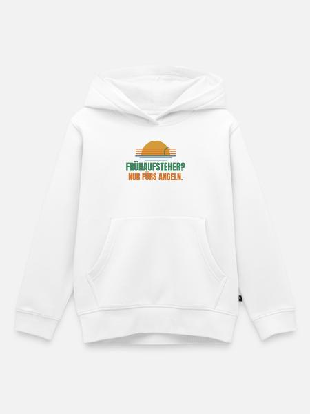 Frühaufsteher? Nur fürs Angeln. – Angler - Kinder Premium Organic Hoodie - Weiß