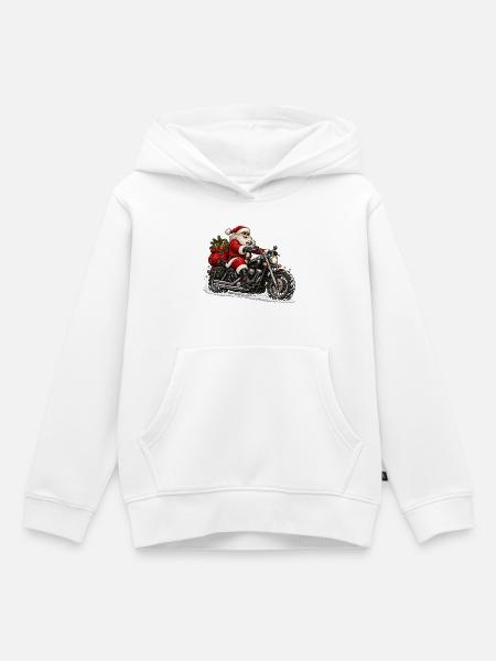 RobVibe Weihnachtsmann auf Motorrad - Kinder Premium Organic Hoodie - Weiß