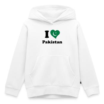 I love Pakistan - J'aime le Pakistan - Sweat Premium à capuche enfant bio - blanc - Devant - AI Model Kid Female (0cm)