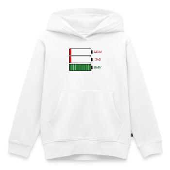 Energie parent - Sweat Premium à capuche enfant bio - blanc - Devant - AI Model Kid Female (0cm)