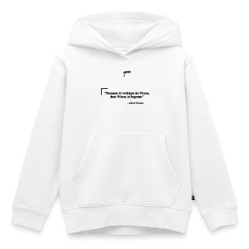 Zitat von Albert E. - Phantasie & Wissen - Kinder Premium Organic Hoodie - Weiß - Vorne - AI Model Kid Female (0cm)