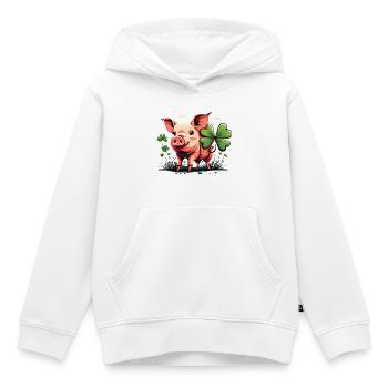Lucky Pig - Kids Premium Organic Hoodie - white - Front - AI Model Kid Female (0cm)