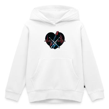 T-Shirt Battement de Cœur et Baguettes de Batterie - Sweat Premium à capuche enfant bio - blanc - Devant - AI Model Kid Female (0cm)