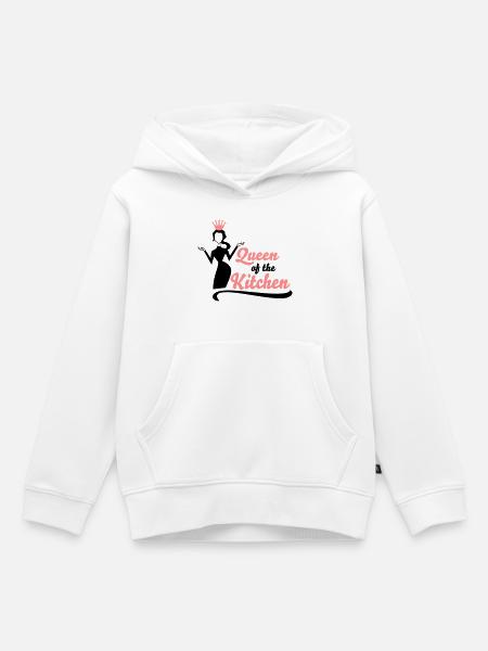 Cadeaux amusants pour les femmes qui aiment cuisiner - Sweat Premium à capuche enfant bio - blanc