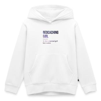 Géocaching - Sweat Premium à capuche enfant bio - blanc - Devant - AI Model Kid Female (0cm)