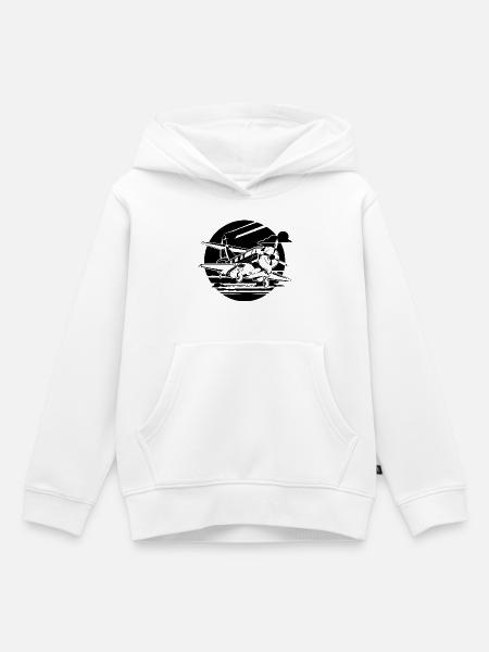 Propellerflugzeug Zeichnung - Kinder Premium Organic Hoodie - Weiß