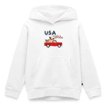 Amerikanische Garnelen, Stars and Stripes - Kinder Premium Organic Hoodie - Weiß - Vorne - AI Model Kid Female (0cm)