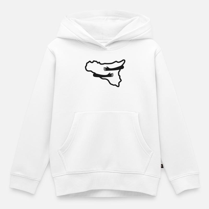La Sicile au cœur – version minimale - Sweat Premium à capuche enfant bio - blanc