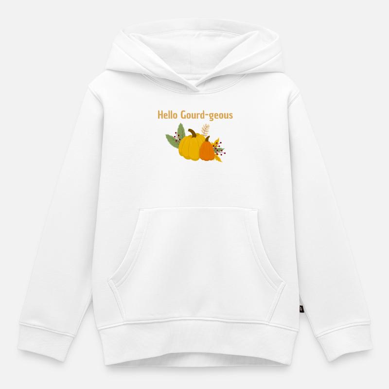 Hello Gourd-geous - Jeu de mots - Sweat Premium à capuche enfant bio - blanc