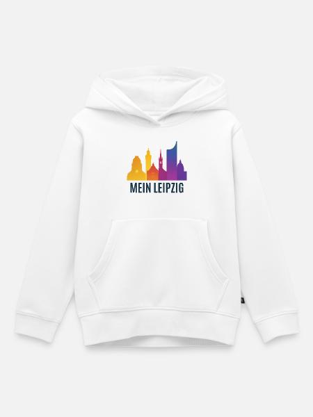 Leipzig Farbverlauf Skyline - Kinder Premium Organic Hoodie - Weiß