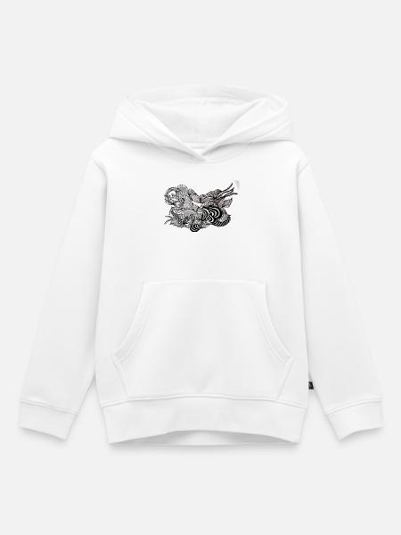 Schwarzweiß Fluss Blütenmuster - Kinder Premium Organic Hoodie - Weiß