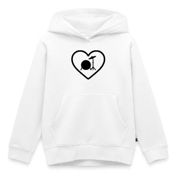 Herztrommel Basstrommel Becken - Kinder Premium Organic Hoodie - Weiß - Vorne - AI Model Kid Female (0cm)
