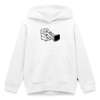 dog hund chill modus chips essen fernsehen tv - Kinder Premium Organic Hoodie - Weiß - Vorne - AI Model Kid Female (0cm)