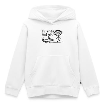 Der mit dem Hund geht Hundehalter Hundeliebhaber - Kinder Premium Organic Hoodie - Weiß - Vorne - AI Model Kid Female (0cm)