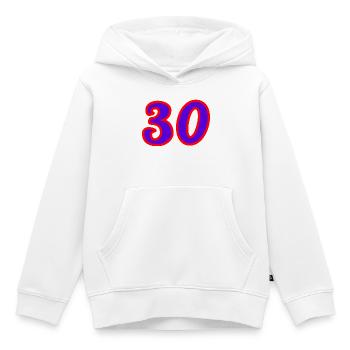 30. 30 ANS. 30e ANNIVERSAIRE. ANNIVERSAIRE 30 ANS. - Sweat Premium à capuche enfant bio - blanc - Devant - AI Model Kid Female (0cm)