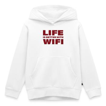 LIFE_IS_BETTER_WITH_WIFI3 - Sweat Premium à capuche enfant bio - blanc - Devant - AI Model Kid Female (0cm)