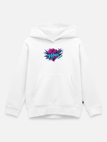 80s Vibes Neon Retro - Kinder Premium Organic Hoodie - Weiß