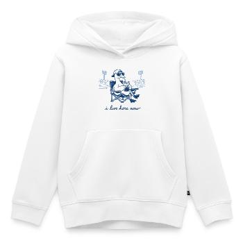 Lustige Gans, ich wohne hier jetzt, Baseball - Kinder Premium Organic Hoodie - Weiß - Vorne - AI Model Kid Female (0cm)