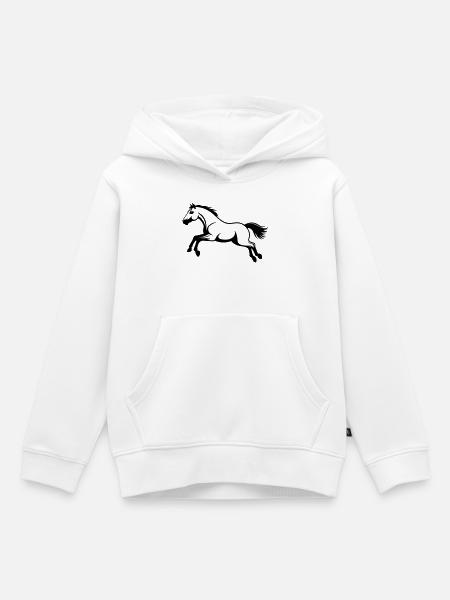 Pferdestil-Sprung - Kinder Premium Organic Hoodie - Weiß