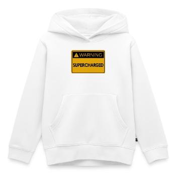USDM sticker - SUPERCHARGED - Sweat Premium à capuche enfant bio - blanc - Devant - AI Model Kid Female (0cm)
