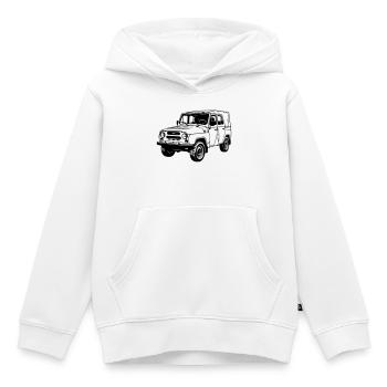 Véhicule tout-terrain UAZ - Sweat Premium à capuche enfant bio - blanc - Devant - AI Model Kid Female (0cm)