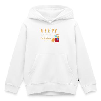 Concierge de l’école - Sweat Premium à capuche enfant bio - blanc - Devant - AI Model Kid Female (0cm)