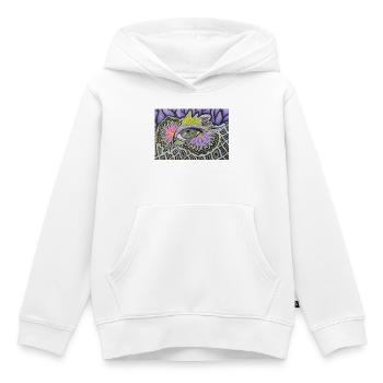 Motif psychédélique d’un seul œil - Sweat Premium à capuche enfant bio - blanc - Devant - AI Model Kid Female (0cm)