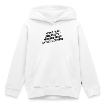 Frau unterstützt mich bei ihren Entscheidungen - Kinder Premium Organic Hoodie - Weiß - Vorne - AI Model Kid Female (0cm)