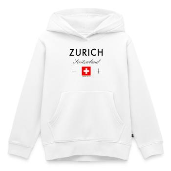 Zurich, Suisse Coordonnées Souvenir de voyage - Sweat Premium à capuche enfant bio - blanc - Devant - AI Model Kid Female (0cm)