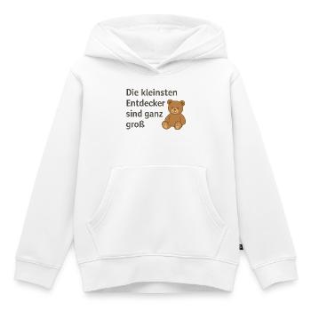 Kleine Entdecker, große Abenteuer - Kinder Premium Organic Hoodie - Weiß - Vorne - AI Model Kid Female (0cm)