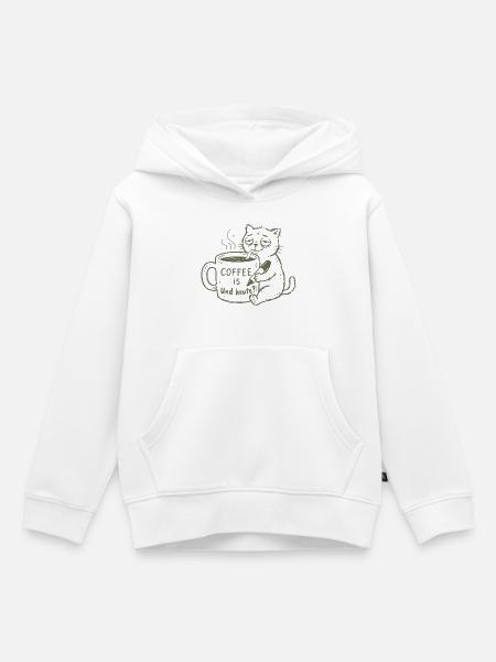 Kaffee-Katze: Und Heute? - Kinder Premium Organic Hoodie - Weiß
