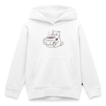 KaffeeKatze: Heute Kaffee - Kinder Premium Organic Hoodie - Weiß - Vorne - AI Model Kid Female (0cm)